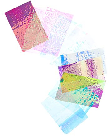 Healeved 33sheets Nail Decals of Self-Adhesive Nail Art Stickers for Manicure for Home and Salon Use Easy to Apply and Decorate Transparent Holographic Design