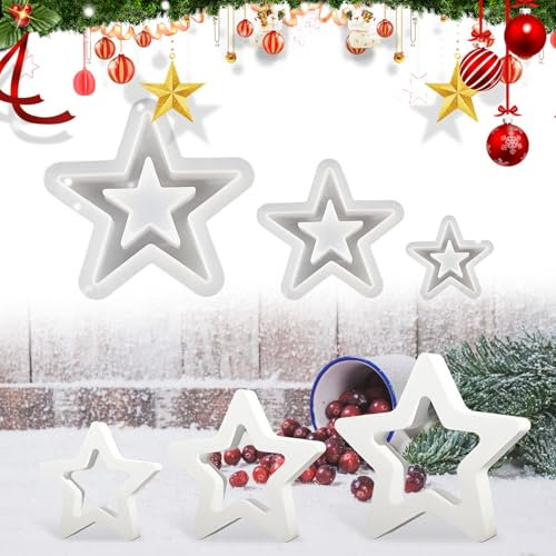 Silikonformen Gießformen Stern Silikonform Weihnachten Gießformen Silikon Kerzenhalter Weihnachten Gipsformen zum Gießen Silikonform Stern für DIY Weihnachten Handwerk