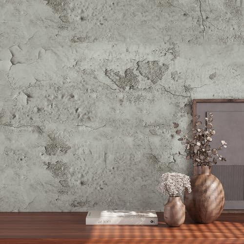 VaryPaper Self Adhesive Grey Concrete Wallpaper 40cmx200cm Removable Thick Cement Contact Paper Sticky Back Plastic Bathroom Waterproof Wallpaper Ktichen Counter Top Vinyl Covering Shelf Liner
