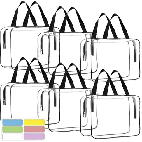 6 Pack Large Toy Storage Bags, Reusable Clear PVC Waterproof and Zippered, Travel Waterproof Organizer Bags with Zipper Perfect for Home, Travel or School, Ideal for Organizing Building Blocks, Puzzle