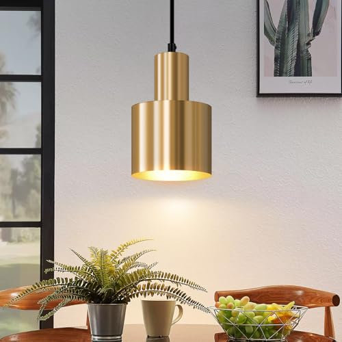 Deboola Pendelleuchte Esstisch Hängelampe Vintage - Esstischlampe Gold Design Esszimmer 1 Flammig Esszimmerlampe E27 Metall Hängeleuchte für Schlafzimmer Wohnzimmer - Ohne Leuchtmittel