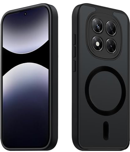 Tawarror Magnetische für Xiaomi Redmi Note 14 Pro 5G/ Poco X7 5G Hülle, Matt Transluzente Handyhülle Matte Schutzhülle PC Rückseite Kratzfest TPU Stoßfest Anti-Fingerabdruck, Schwarz