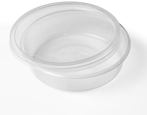 Sunrise Packaging 100 x 250ML / 8oz Round Plastic Food Containers sets with Lids – BPA-Free, Leakproof, Reusable & Stackable – Microwave, Freezer & Dishwasher Safe Deli Pots for Meal Prep & Takeaway