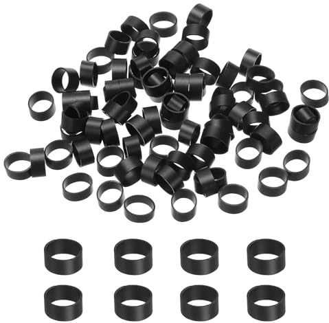 PATIKIL Silikon-Gummibänder Kabelbinder 0,4, 200 Stück Flache Gummibänder für Bürobedarf Zuhause Kabelumwicklung, Schwarz