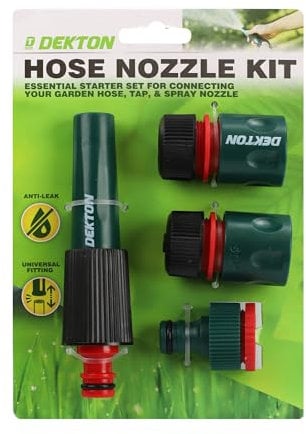 DEKTON TPR 5PCS ABS Basic Hose Set for 1/2''-5/8'' Hose | Complete Hose Connector Kit | Includes 1/2''-3/4'' Tap Adaptor | Durable ABS Construction | Ideal for Gardening and Outdoor Use
