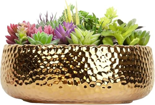 LOUIE SILNA Flower Pot Small Plants Vintage Gold Decorative Plant Pots, Round Phalaenopsis Flower Pot Suitable for Wedding, Home, Living Room
