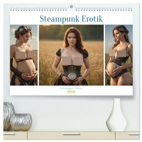 Steampunk Erotik - Schwangere Frauen (hochwertiger Premium Wandkalender 2026 DIN A2 quer), Kunstdruck in Hochglanz: Erleben Sie zwölf ästhetische ... und Stärke zelebrieren (CALVENDO Erotik)