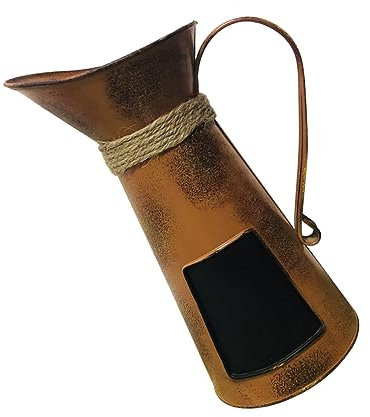 MAGICLULU Iron Coffee Pitcher Blackboard and Dried Flower Container Orange Desktop Ornament for Balcony Living Room Decoration