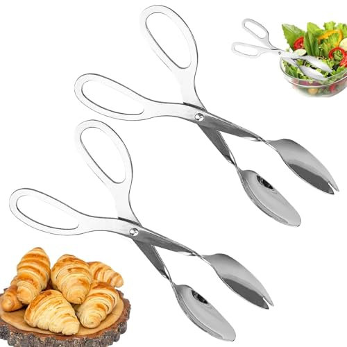 2 Pcs Salad Tongs, Serving Tongs, Serving Tongs Buffet, Tongs for Serving Food, for Salad, Pasta, BBQ, Heavy Duty Restaurant-Grade Serving Ut