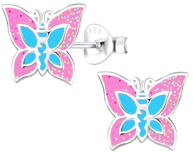 Monkimau Mädchen Ohrringe Schmetterling | Ohrstecker aus 925 Sterling Silber | Kinderohrringe hypoallergen