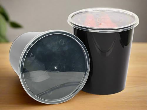 HOT BARGAINS 100 X 1000ml Heavy Duty Round Food Containers with Lids – Black, BPA Free, Microwave & Freezer Safe, Leak-Proof Takeaway Storage (100, 1000ml)