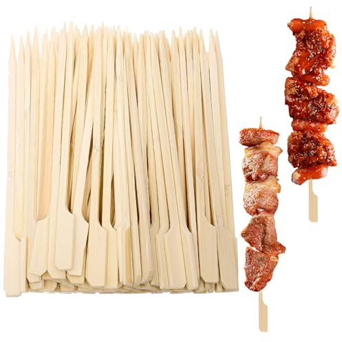 200 Pieces Bamboo Paddle Skewers 15CM, Flat Burgers Sticks Kids Wooden Fruits Picks Cocktail Sticks Barbecue Kebabs Skewers for Buffets Party Fountain Fondue