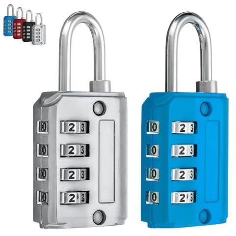 ARTALEJ Pack de 2 UNIDADES | Candado Combinación de 4 Dígitos | Candado Taquilla y Maleta de Viaje | Seguridad y Durabilidad Premium (Gris y Azul)