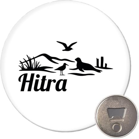 Huuraa Magnet Hitra Norwegen Geschenk | 59mm Kühlschrankmagnet rund Flaschenöffner Geschenkidee dekorativer Magnet für Magnettafel, Kühlschrank oder Whiteboard