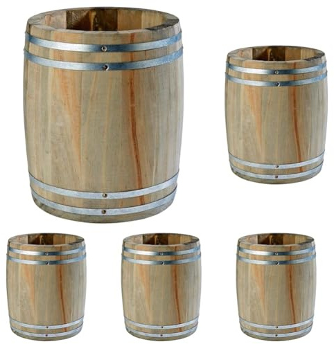 APS Table Caddy Country Style, Tischfass, Besteck-Fass, Besteckbehälter aus Holz, Ø 11,5 cm, Höhe 14 cm, braun (Packung mit 5)