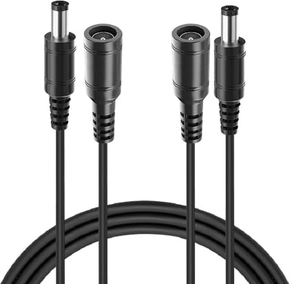 Vmoomax DC Power Extension Cable 2 Pack, Male to Female 5.5mm X 2.1mm Plug 3m, Power Lead for 5V 6V 9V 12V 24V Low Voltage Devices Black Including Cameras Routers LED StripsPrinter