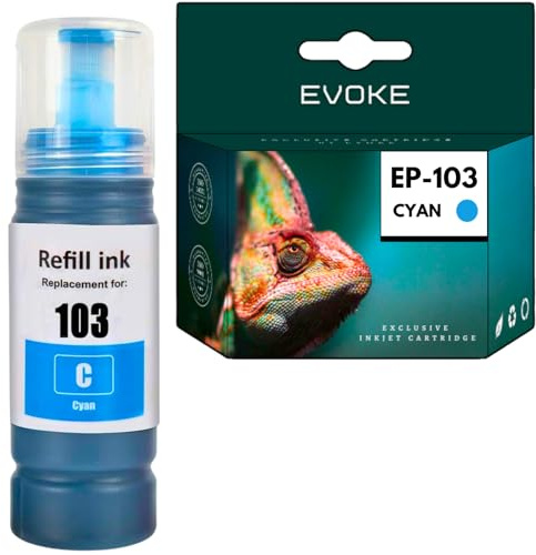 EVOKE 103 XL Tinte kompatibel zu Epson EcoTank L3251 L3250 L3150 L3151 L3260 L3256 Blau (Cyan) 7500 Seiten 70 ml