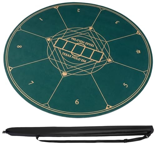 COSTWAY Runde Pokermatte 100/120 cm, Faltbare Pokertisch-Auflage mit Tragetasche, Pokerauflage mit Rutschfester Gummibasis, Pokertisch-Top für 8 Spieler, Grün (120 cm)