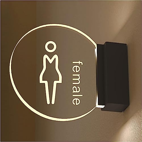 Cartello a LED per bagno, da parete, per ufficio, bordo illuminato, per bagno, per donne, uomini, donne