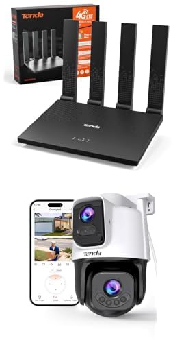 Bundle of Tenda Router 4G con SIM Modem+ Tenda CH9 Telecamera Wi-Fi Esterno Doppia Lente 2K+2K