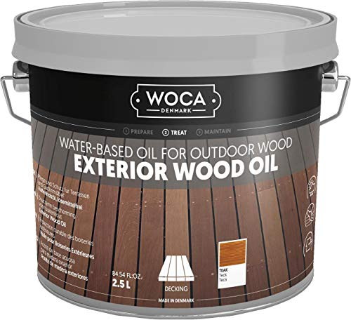 WOCA Denmark Exterior Wood Oil Teak 2,5 L - Terrassenöl für Terrassen, Zäune und Möbel im Außenbereich