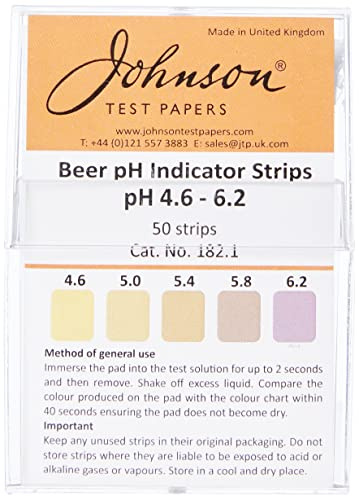 JOHNSON BEER pH INDICATOR STRIPS (pH 4.6-6.2) HOMEBREW