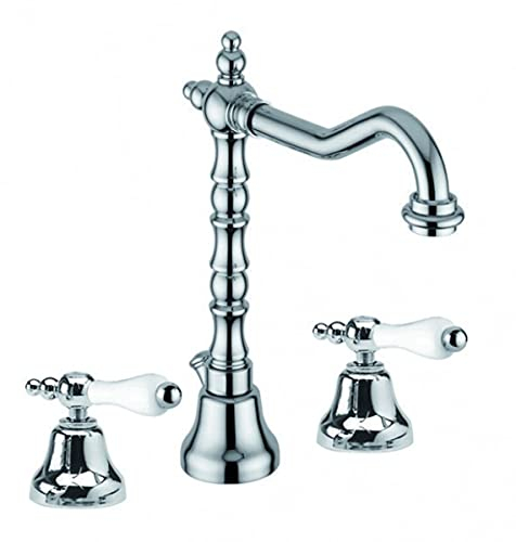 Casa Padrino Luxus Bad Zubehör - Jugendstil Retro Waschbecken Armatur Waschtisch Dreilochbatterie Chrom Serie Milano - Made in Italy