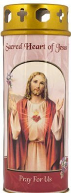 Kerze – Sacred Heart of Jesus Stumpenkerze mit Gold Folie Highlights