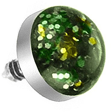 Piercingfaktor Dermal Anchor Piercing Skin Diver Anker Aufsatz Kugel Aufsatzkugel Ball Flach Stecker mit Strass Glitzer Perle Silber Grün Gold