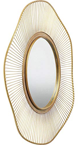 Kare Design Spiegel Sun Storm, edler Spiegel mit feinem Rahmen, Spiegel rund, groß, gold, 93x93x4cm