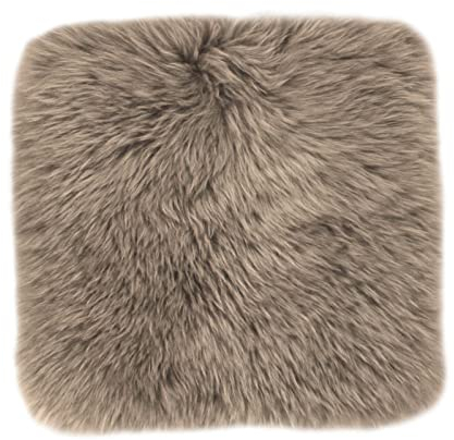 -LUXOR- living Sitzkissen Stuhl Echtfell, Flauschige Sitzauflage, Stuhlkissen, Lammfell Sitzkissen, Fell für Stühle, 34 x 34 cm Taupe, 1 Kissen