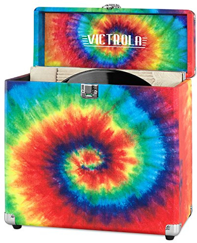 Innovative Technology Victrola Vintage Vinyl Record Storage Carrying Case for 30+ Records, Tie Dye - VSC-20-TDY, 1SFA