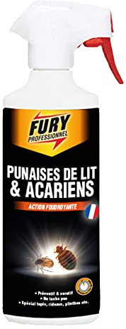 Punaises de lit & acariens - Action Choc foudroyante - Préventif & curatif - Sans odeur, ne tache pas et incolore - 1500 ML (lot de 3)- Fabrication Française