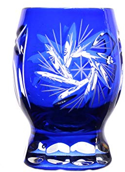 CRISTALICA Wodkaglas Schnapsglas Stamper Likör geschliffen Blau Kristallglas 45 ml