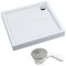 VBChome Duschwanne Duschtasse 100 x 100 x 14 cm Rechteckig für Duschkabine Styroporträger flach Sanitär-Acryl Duschbecken stabil glatt weiß Dusche+ Ablaufgarnitur