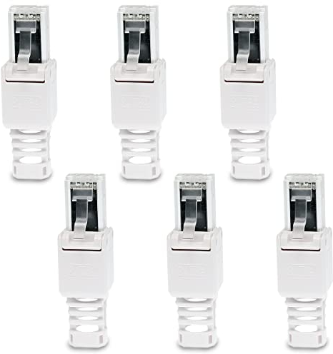 6 Stück Netzwerkstecker werkzeuglos CAT6A RJ45 LAN UTP Kabel Stecker ohne Werkzeug werkzeugfrei CAT6 CAT5 CAT7 Verlegekabel Patchkabel Netzwerkkabel Toolless Modular Plug Connector Crimpstecker