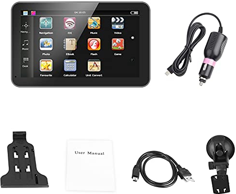Tbest Car GPS Navigation, Pantalla táctil de 7 Pulgadas Navegador portátil de navegación GPS 128M 8GB FM con Mapa Gratuito(Europa)