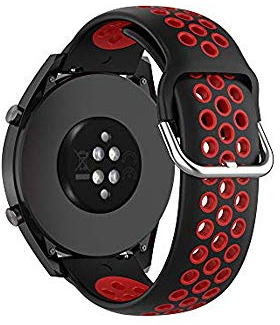 Bemodst Universal 22mm Uhrenarmband, Silikon Luftlöcher Uhrenarmbänder Ersatz Uhrband Fitness Armband Sport Wechselarmbänder für Polar Vantage M Ersatzband (Schwarz/Rot)