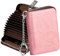 FurArt Porte-cartes de crédit, avec fermeture éclair, pour homme et femme, anti-RFID, porte-clés, taille compacte, rose, Compact, Portefeuille RFID