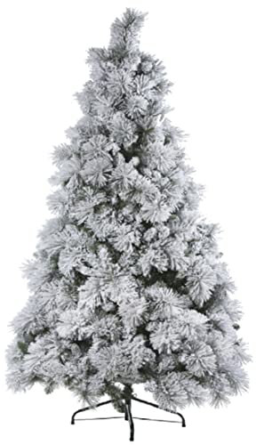 Albero di Natale innevato Abete modello Alaska rami effetto realistico Flock addobbo tradizione natalizia alberello neve artificiale resistente folto (150cm - 489R)