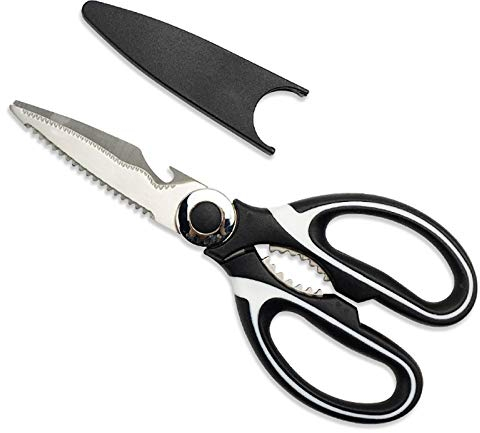 AIKENR Kitchen Shears with Blade Cover, Premium Spring Loaded Food Scissors, Kitchen Shears,Finest Sharp Blade and Safety Clip