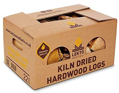 Lekto Woodfuels Kiln Dried Birch Firewood, 6 Boxes | 52 KG, Hardwood For Open Fires, Wood Burner, Fire Pits & Pizza Ovens | Chunky & Sweet Aroma | Eco Friendly Packaging | Less than 15% Moisture