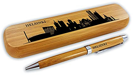 die stadtmeister Kugelschreiber-Set Bambus Skyline Helsinki