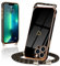 Micoden Handykette kompatibel mit iPhone 13 Pro Hülle Ultra dünn Kameraschutz Herz Love Design Galvanik TPU Silikon Bumper Kordel zum Umhängen Handyhülle mit Band Schutzhülle,schwarz