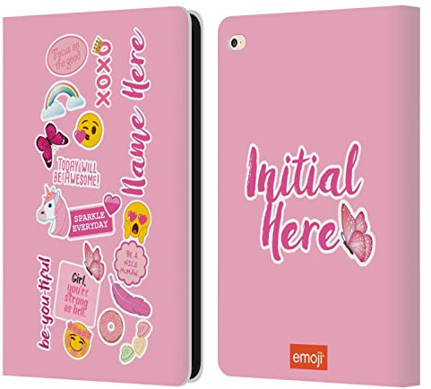Head Case Designs Officially Licensed Custom Customised Personalised emoji® Pink Aesthetic And Print Name Patterns Leather Wallet Case Compatible With Apple iPad Air 2 (2014)