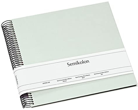Semikolon 364032 Spiral Album Economy Medium - 23x22,3 cm - Fotoalbum, 40 Seiten schwarz, Fotobuch, moss pastell-grün