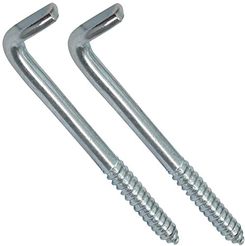 Aerzetix - C44751 - Set di 2 - Vite filettata per legno - gancio a forma di L - punta da avvitare - Ø8x100mm - acciaio zincato - metallo - fai da te - ristrutturazione