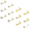 ZS 12 Stück 20G Nasenstecker Ringe – Chirurgenstahl L Form Nasenpiercing Stecker CZ Nase Piercing Schmuck für Damen Herren (Gold, L-Form)