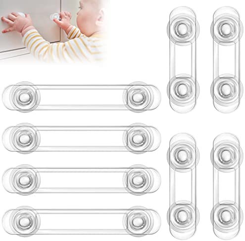 Redamancy 8 Stück Kindersicherung Schrank, Kindersicherung Verschlüsse, Einfache Installation An Schränken Und Schubladen Mit Starker Kleber Ohne Bohren (Transparent)