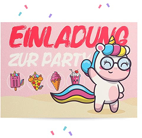 Magicat Premium Einhorn Einladungskarten Kindergeburtstag I 6 Stück I Coole Einladungskarte zur Unicorn Party, Karneval I Kostüm I für Mädchen und Jungen I 350 gsm I A6 Format